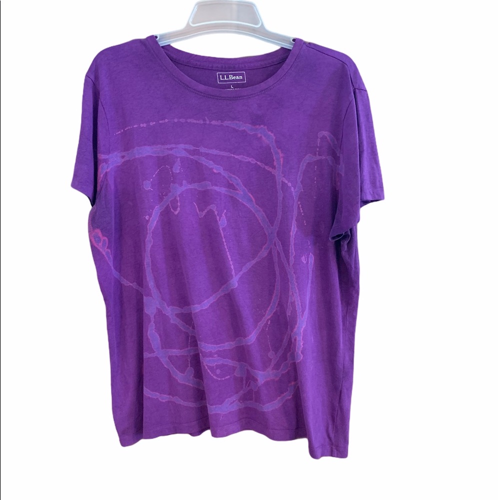 L.L. Bean Upcycled Tie Dye Top Purple Boho Hippie Festival Loungewear Sz L